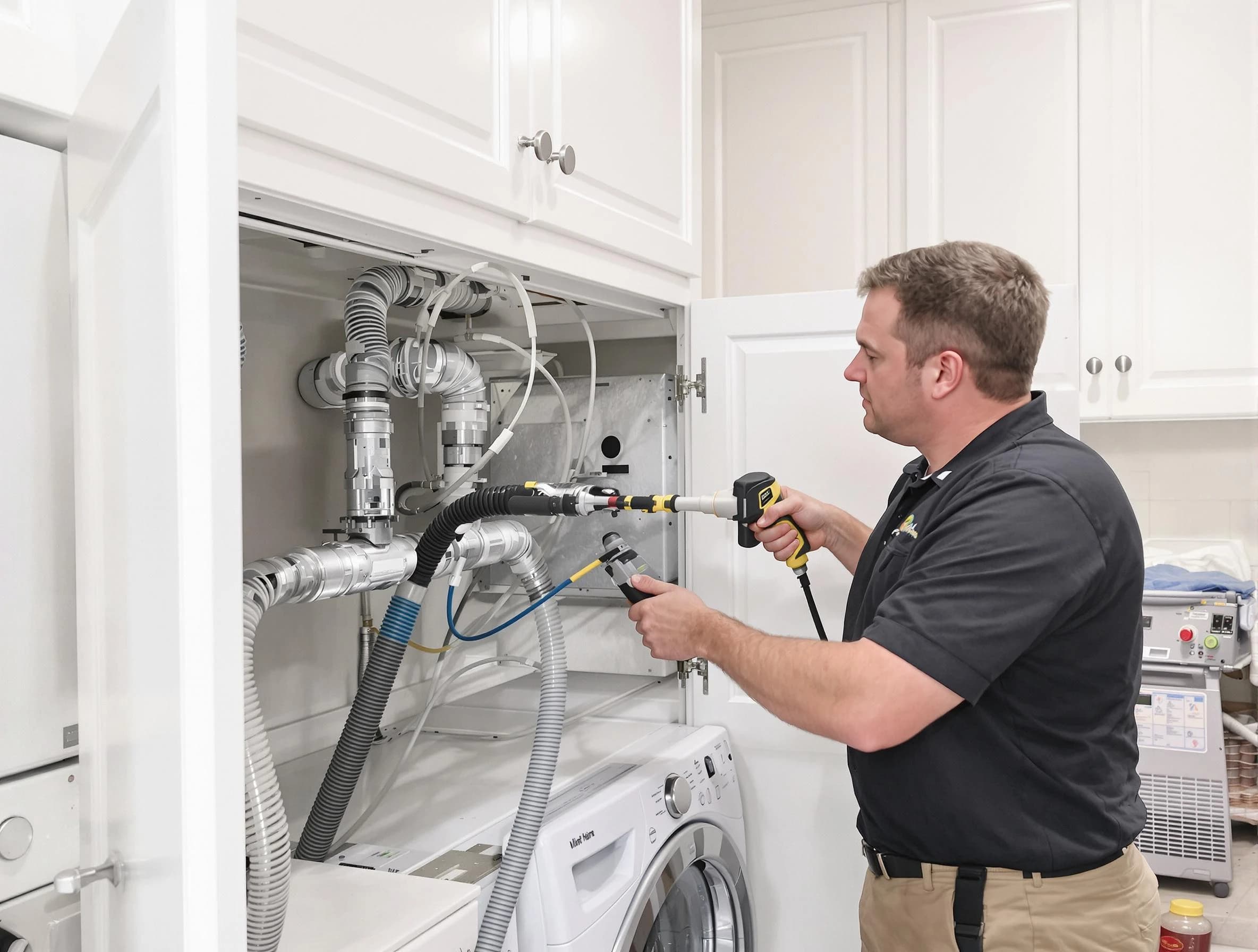 Peters Dryer Vent Cleaning professional removing severe blockage from a clogged dryer vent in Peters