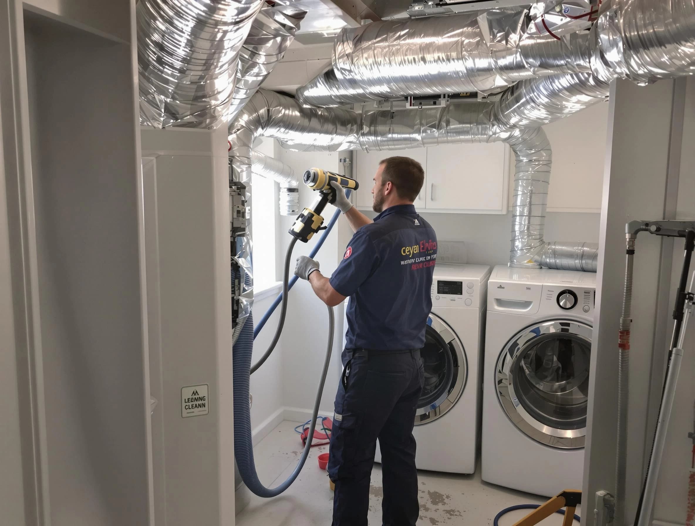 Peters Dryer Vent Cleaning specialist using advanced equipment for thorough duct cleaning in Peters