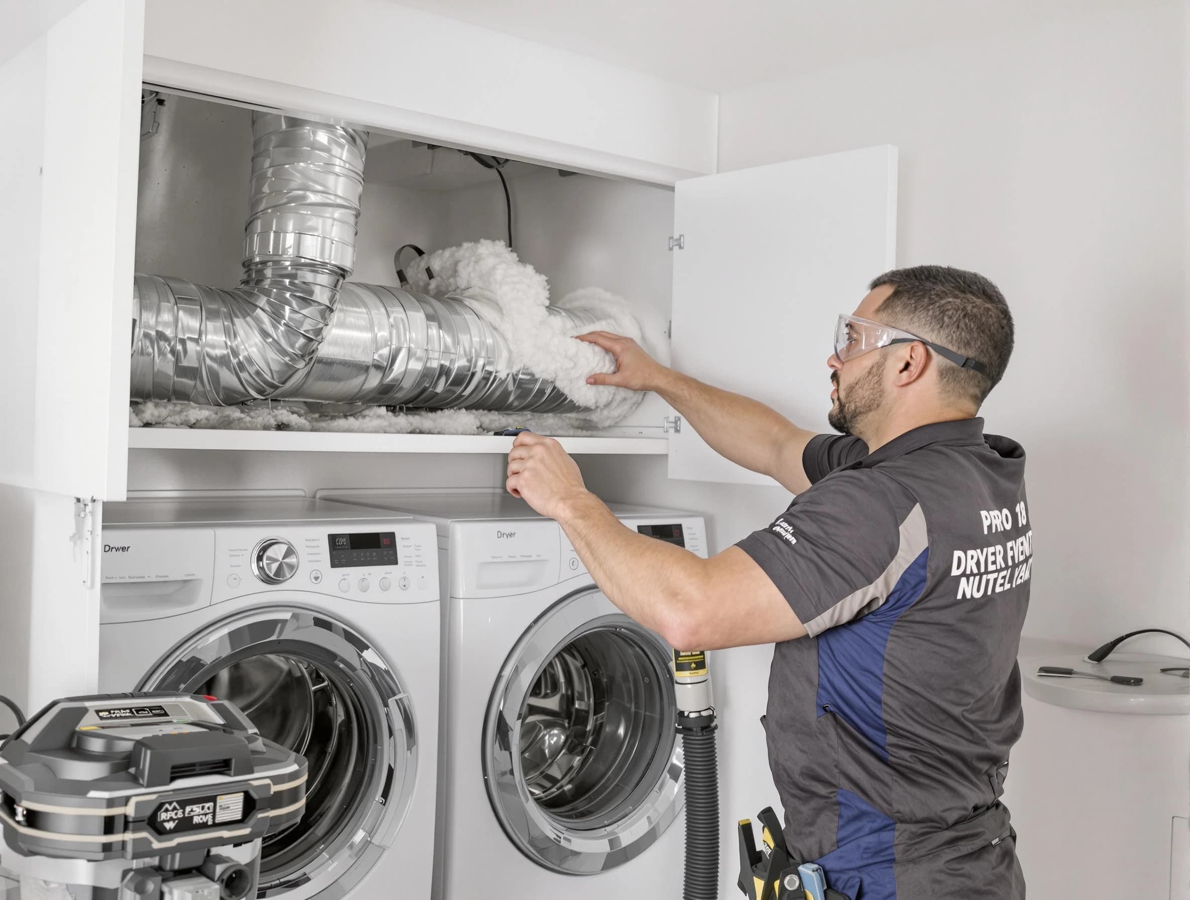 Peters Dryer Vent Cleaning certified technician performing specialized gas dryer vent cleaning in Peters