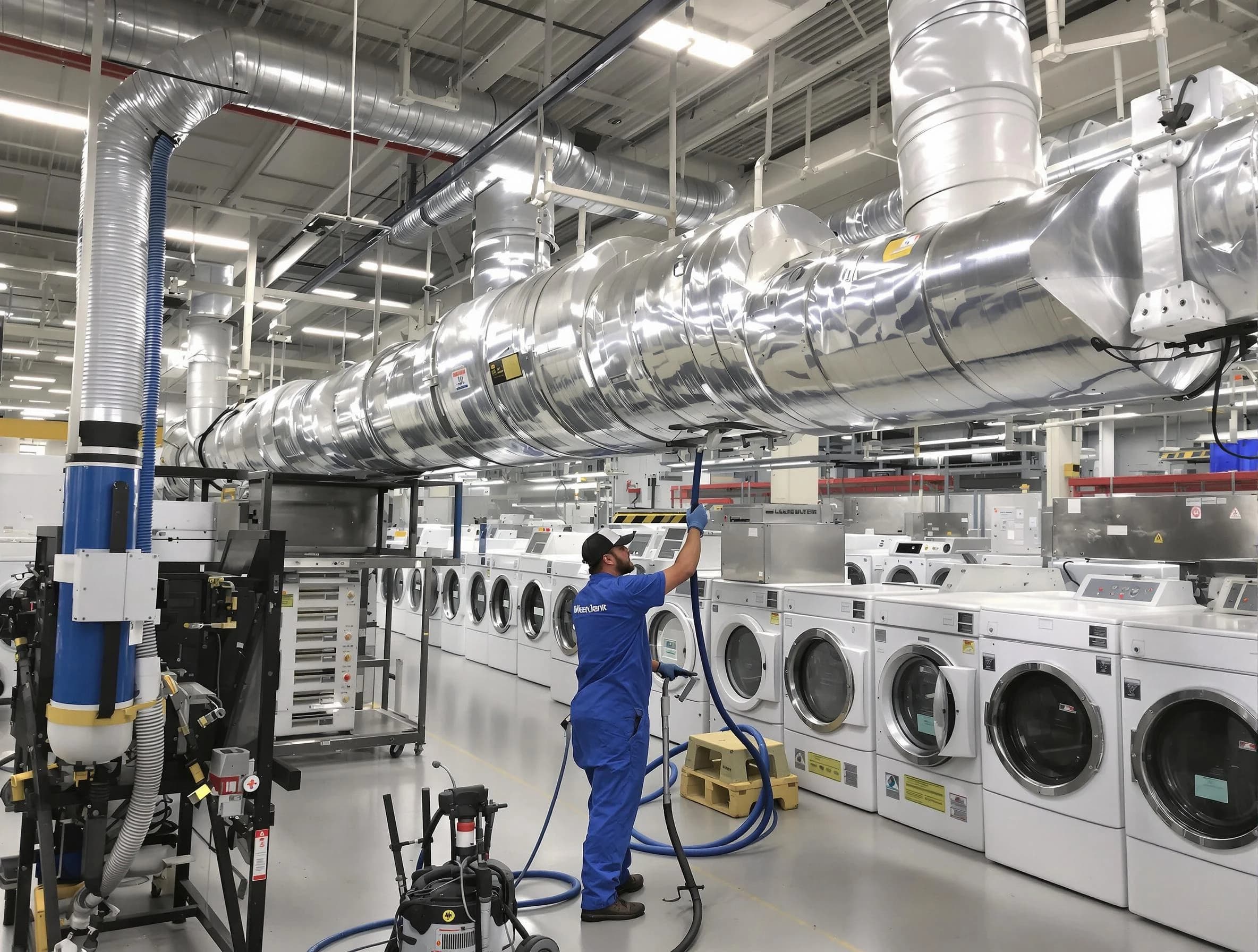 Peters Dryer Vent Cleaning team performing heavy-duty industrial dryer vent cleaning in Peters