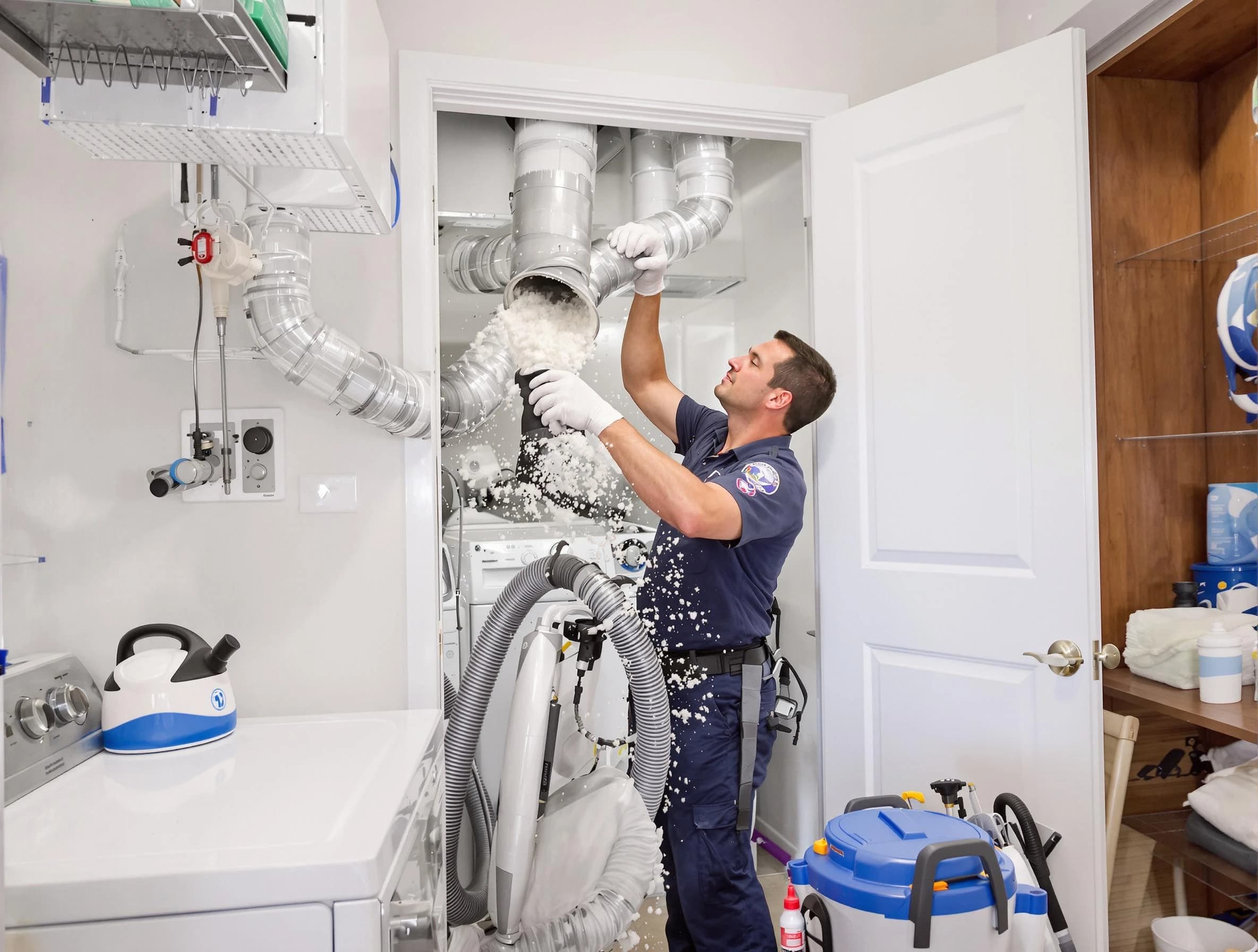 Peters Dryer Vent Cleaning technician delivering thorough residential dryer vent cleaning service in Peters